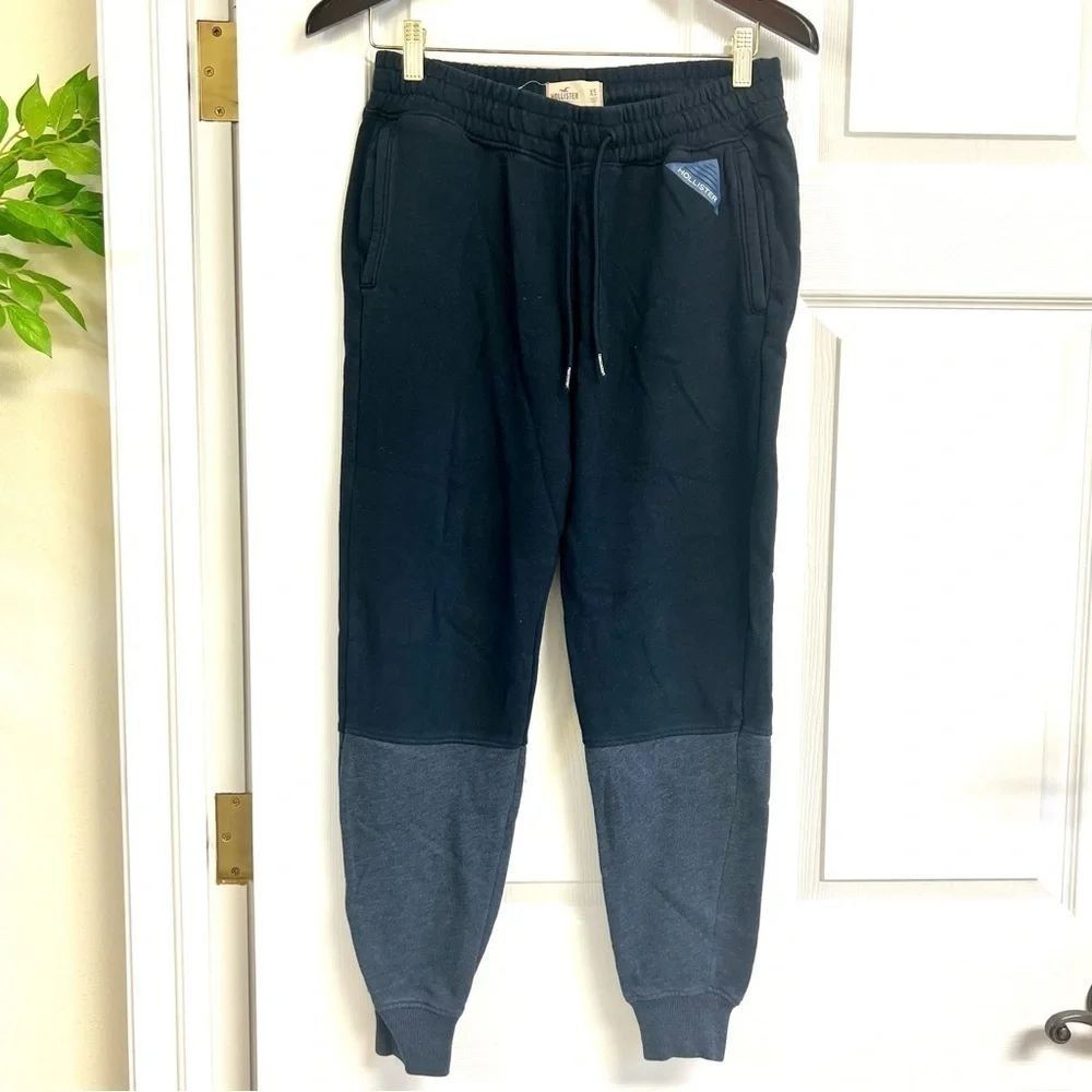 HOLLISTER Colorblock navy Logo Fleece Jogger men’s size XS